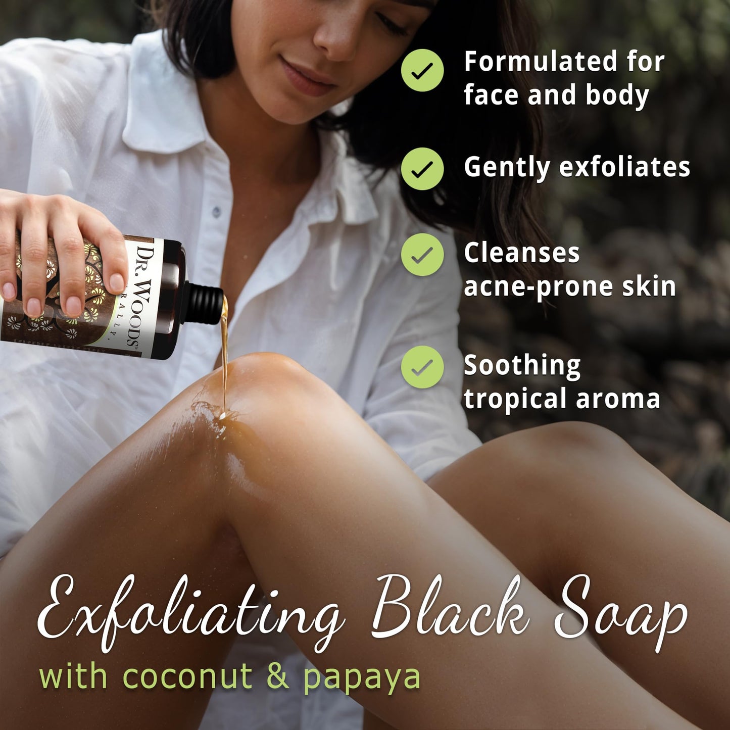Dr. Woods Raw African Liquid Coconut Papaya Black Soap- Body Wash for Men & Women, Organic Shea Butter, Gentle Exfoliant, Coconut & Papaya Fragrance Beauty & Personal Care Dr. Woods