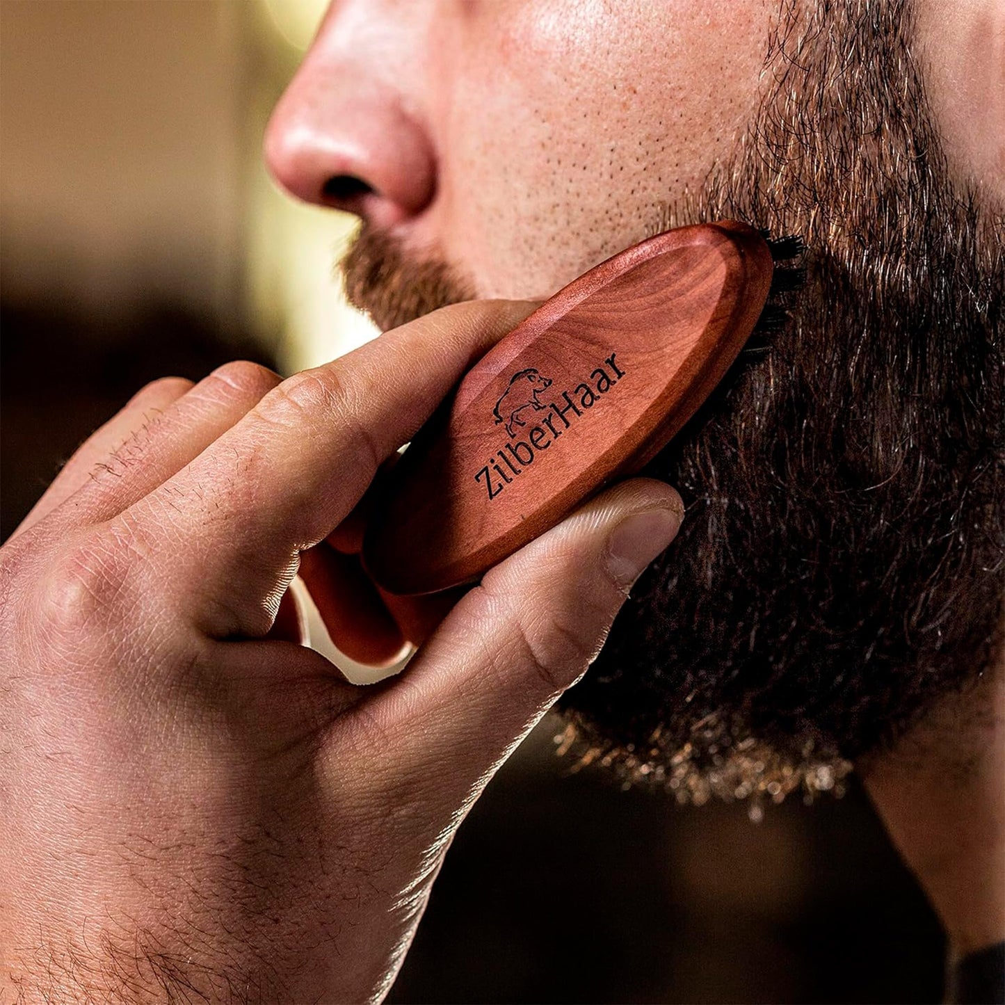 ZilberHaar Pocket Mustache and Beard Brush - Stiff Boar Bristles Small Brush - Perfect Beard Grooming Tool - Relieves beard itch - Short and Medium Beauty & Personal Care ZilberHaar