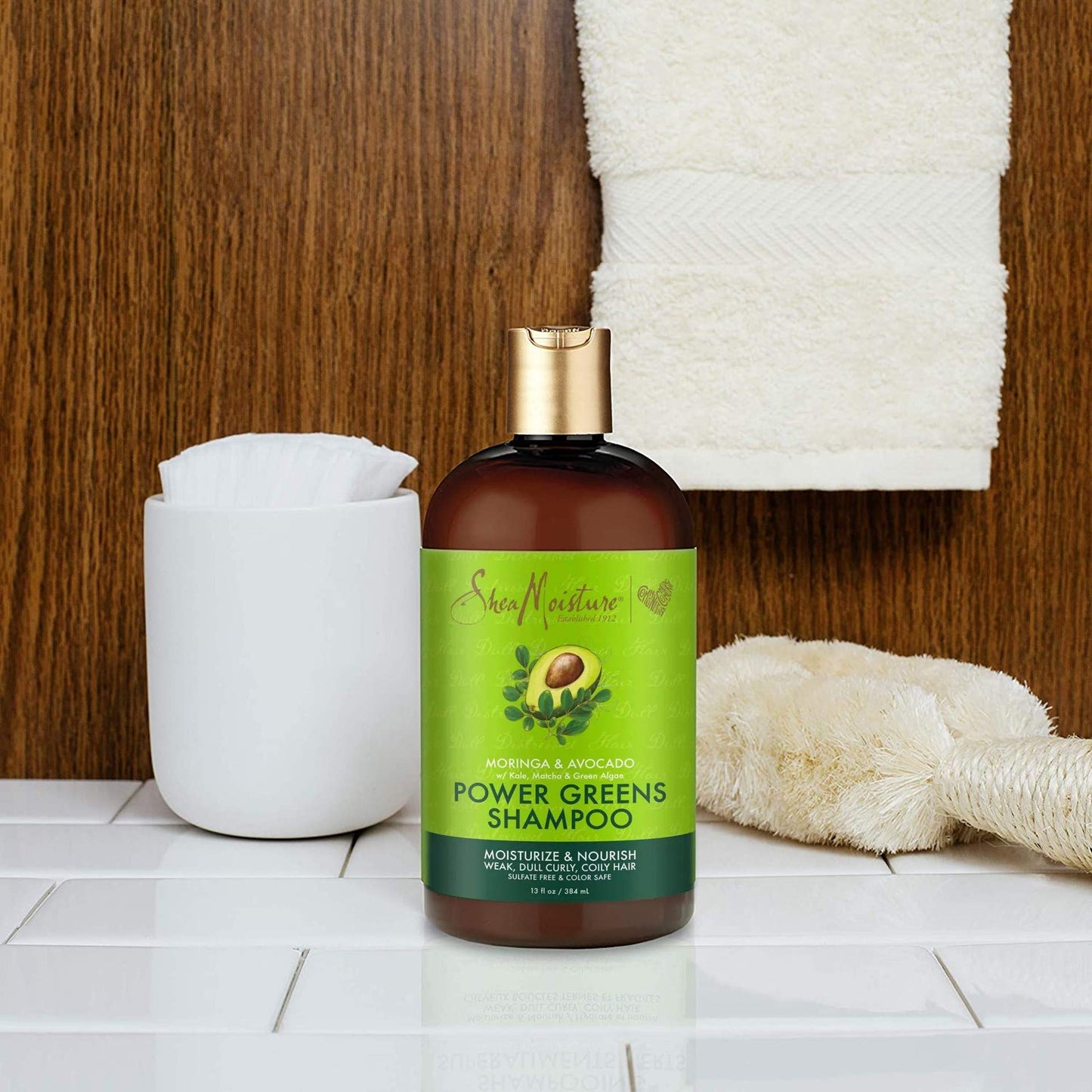 SheaMoisture Power Greens Curly Hair Shampoo and Conditioner Dry Hair Moringa Avocado to moisturize, 13 Fl Oz (Pack of 2) Beauty & Personal Care Shea Moisture