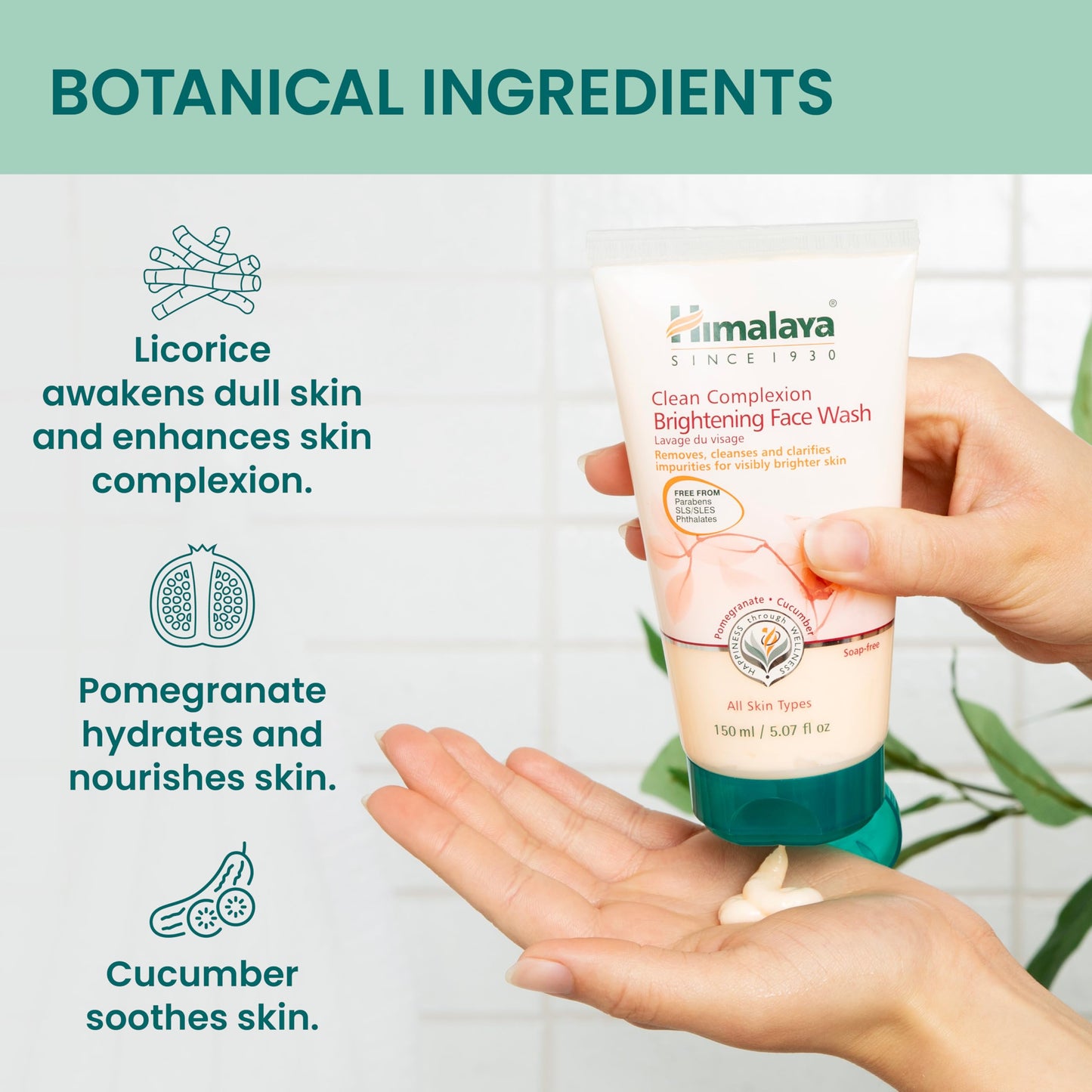 Himalaya Clean Complexion Brightening Face Wash for Bright Clean Skin, For All Skin Types, Free from Parabens, SLS, and Phthalates, 150 ml (5.07 oz) Beauty & Personal Care Himalaya