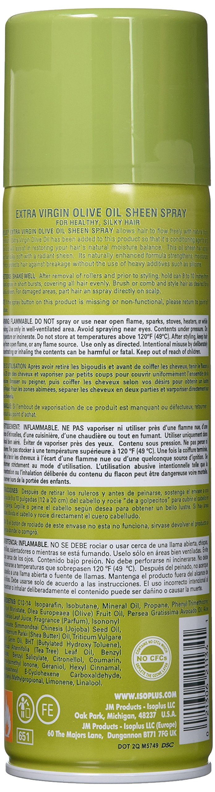 Isoplus Extra Virgin Olive Oil Sheen Aerosol 11 Oz Beauty & Personal Care Isoplus