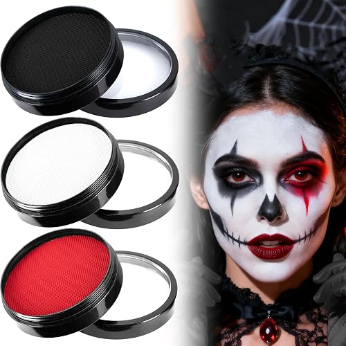 Spooktacular Creations 3PCS Halloween Makeup Face Body Paint Waterproof Foundation Cream Cake Tub, Halloween Party Cosplay Clown Sfx Costume Dress Up Beauty & Personal Care Spooktacular Creations
