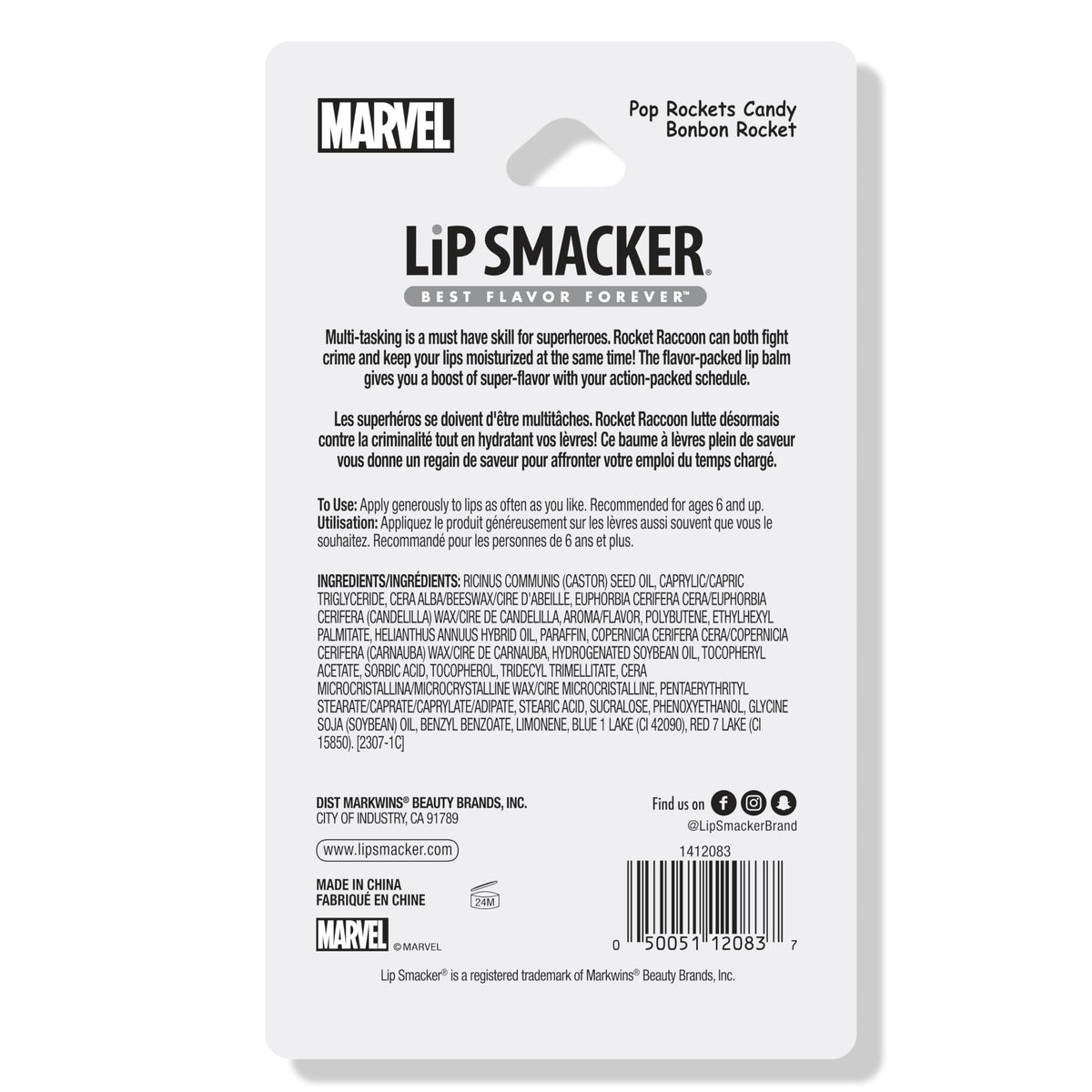 Lip Smacker Marvel Guardians of the Galaxy Lippy Pals, Clear & Glossy, Fun & Giftable, Cruelty Free - Pop Rockets Candy Beauty & Personal Care Lip Smacker