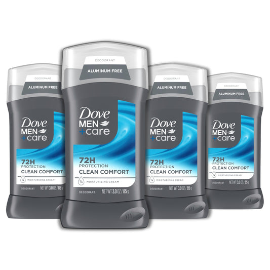 DOVE MEN + CARE Deodorant Stick for Men Clean Comfort 4 Count Aluminum Free 72-Hour Odor Protection Mens Deodorant with 1/4 Moisturizing Cream 3 oz Beauty and Personal Care DOVE MEN + CARE