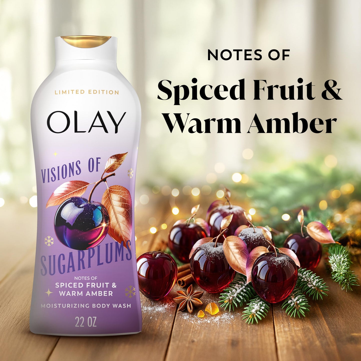 Olay Body Wash for Women, Hydrating & Moisturizing, Holiday Edition, With Plant Based Cleansers, B3 Complex, For All Skin Types, Visions of Sugarplums Beauty & Personal Care Olay