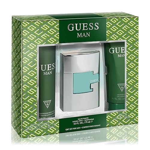 GUESS Man Eau de Toilette 3 Piece Gift Set - Cologne Spray 2.5 Fl. Oz., Deodorizing Body Spray 6.0 Oz., & Shower Gel 6.7 Fl. Oz. Beauty & Personal Care GUESS