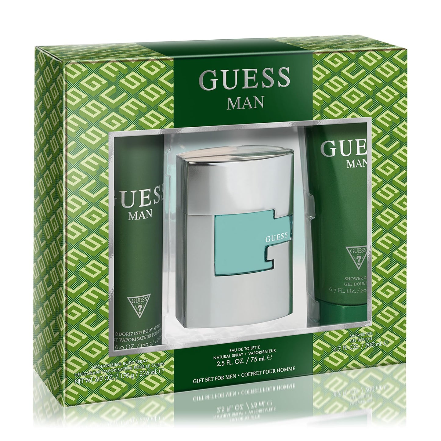 GUESS Man Eau de Toilette 3 Piece Gift Set - Cologne Spray 2.5 Fl. Oz., Deodorizing Body Spray 6.0 Oz., & Shower Gel 6.7 Fl. Oz. Beauty & Personal Care GUESS