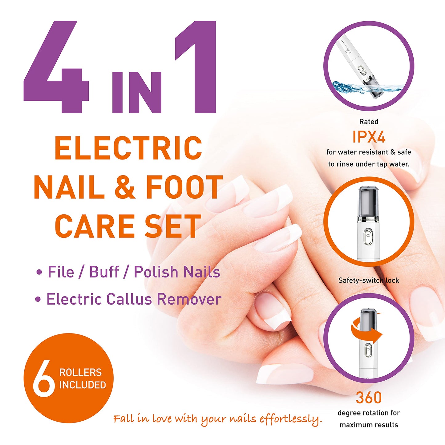 Own Harmony Electric Nail Buffer and Shine Kit for Natural Nails: Manicure Pedicure Tools with Callus Remover Foot Care, Best Electronic Mani Pedi Beauty & Personal Care Own Harmony
