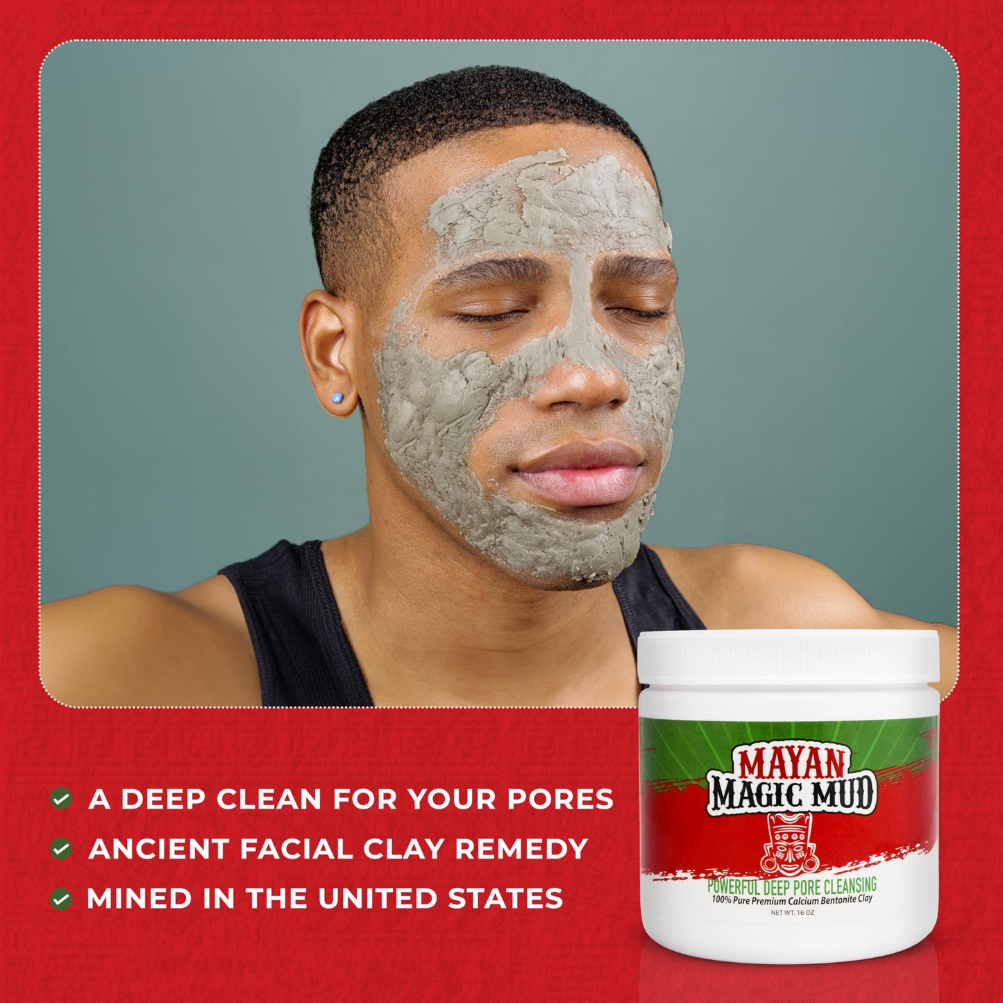 Mayan Magic Mud Powerful Deep Pore Cleansing Calcium Bentonite Clay - 1 lb - Natural Face Mask Peel for Men and Women - USA Made Full Facial Skin Care Beauty & Personal Care Mayan Magic Mud