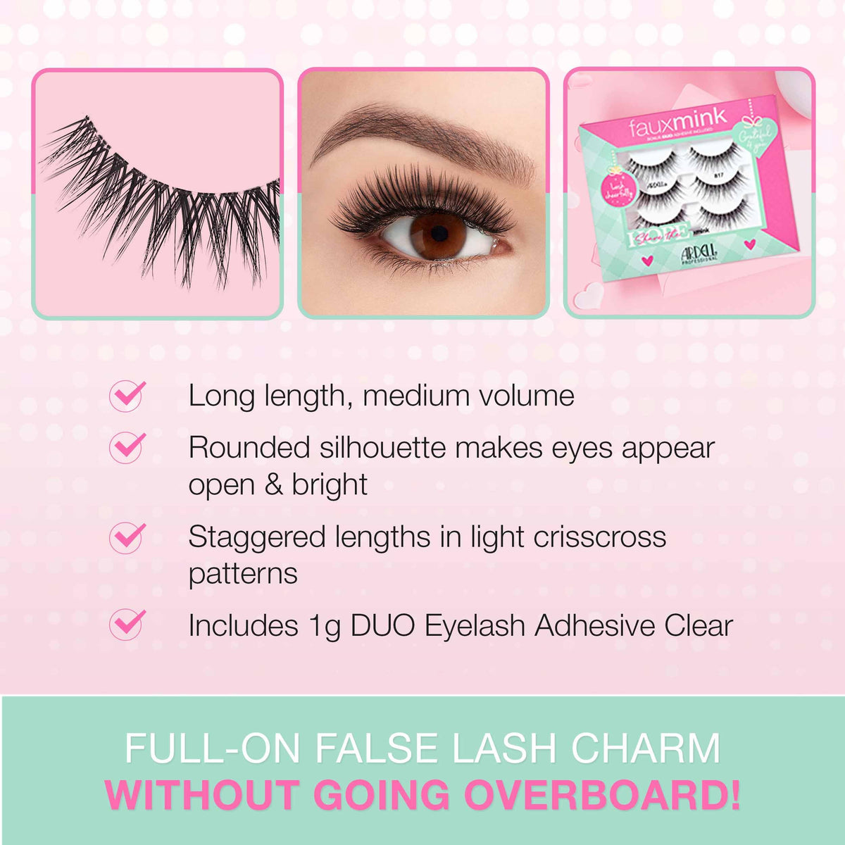 Ardell Faux Mink Lashes 817 - Soft Fluffy Wispy Strip Lashes for Natural Look False Eyelashes with Bonus Duo Adhesive, Cruelty-Free, Holiday Gift Set