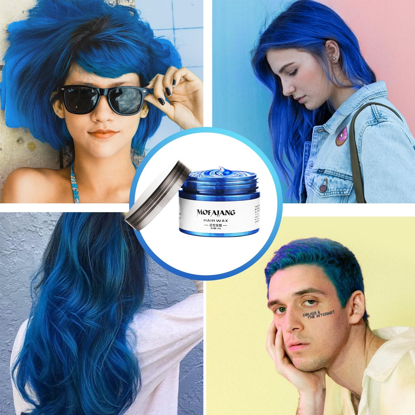 Temporary Blue Hair spray, Instant hair dye Wax 4.23 oz-Hairstyle Cream Hair Pomades Hair Color Wax for Party Cosplay Easy Cleaning(1, Blue) Beauty and Personal Care EFLY