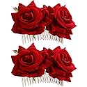 Bememo 2 Pack Women Rose Flower Hair Clip Rose Side Combs Flamenco Flowers Day of The Dead Costumes Mexican Hair Accessories for Wedding Party Decor Beauty & Personal Care Bememo