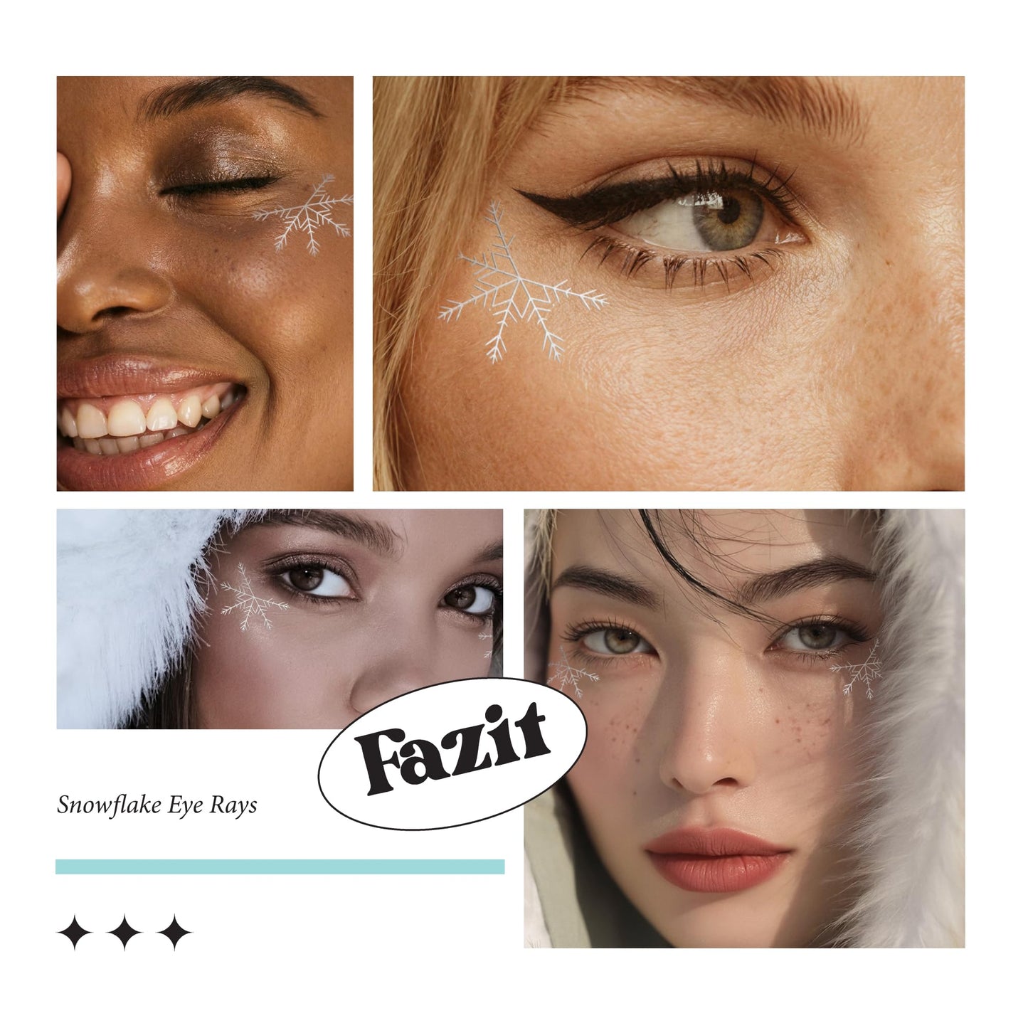 Fazit Makeup Patches - Snowflake Eye Rays - Glow Up Make-Up Patches - Cute Glitter Makeup Accessories for Women - Cosmetic Glitter for Face Beauty & Personal Care Fazit