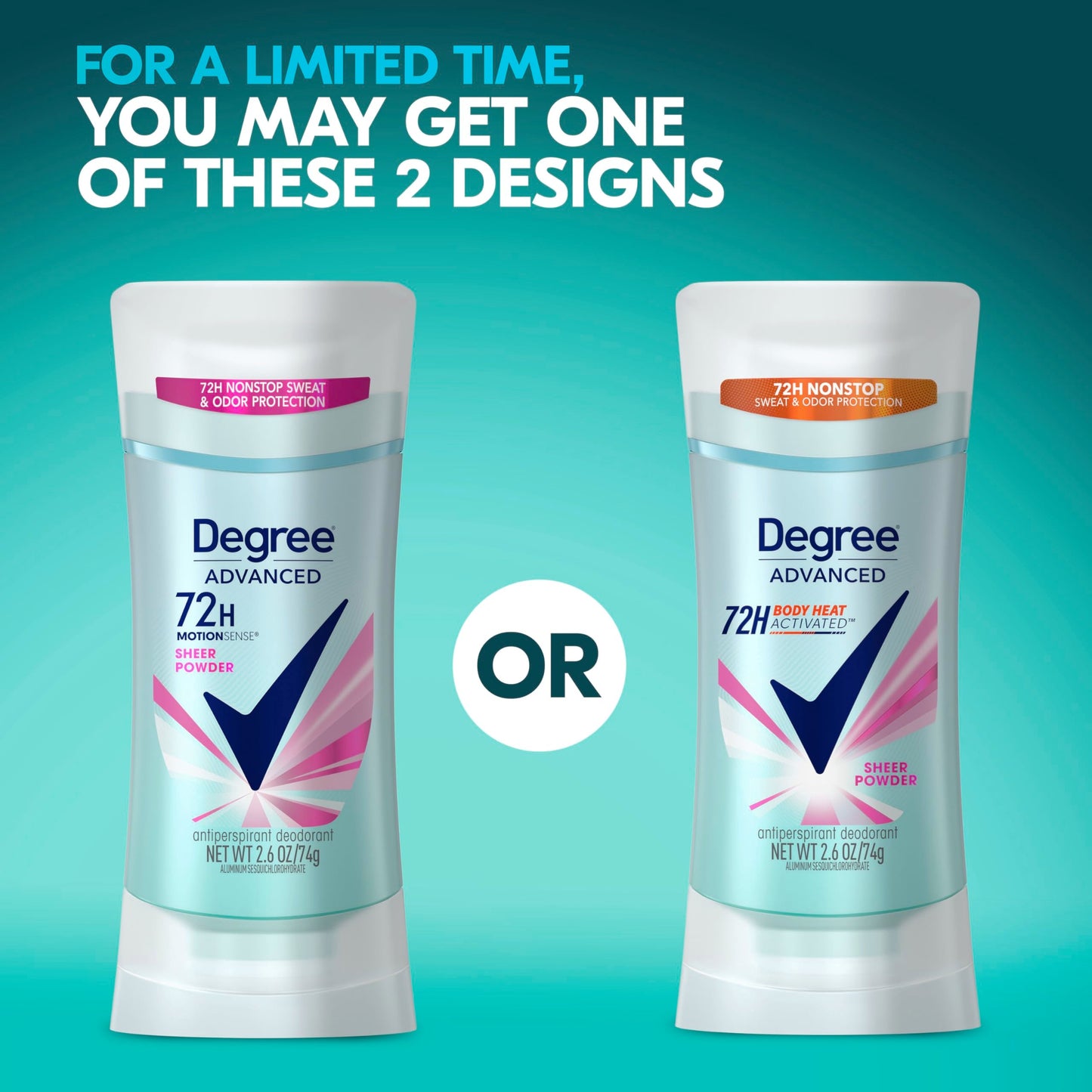 Degree Advanced Protection Antiperspirant Deodorant Sheer Powder for 72-Hour Sweat & Odor Control for Women, with Body Heat Activated Technology, 2.6 Beauty & Personal Care Degree