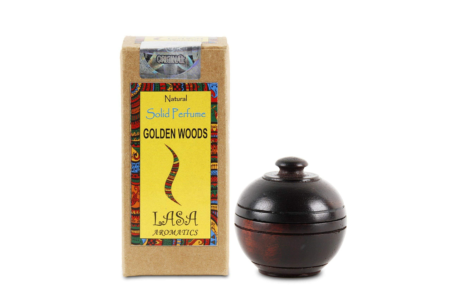 Lasa Aromatics Natural Solid Perfume Body Musk In Wooden Jar - 6 gm (Golden Wood) Beauty & Personal Care LASA AROMATICS
