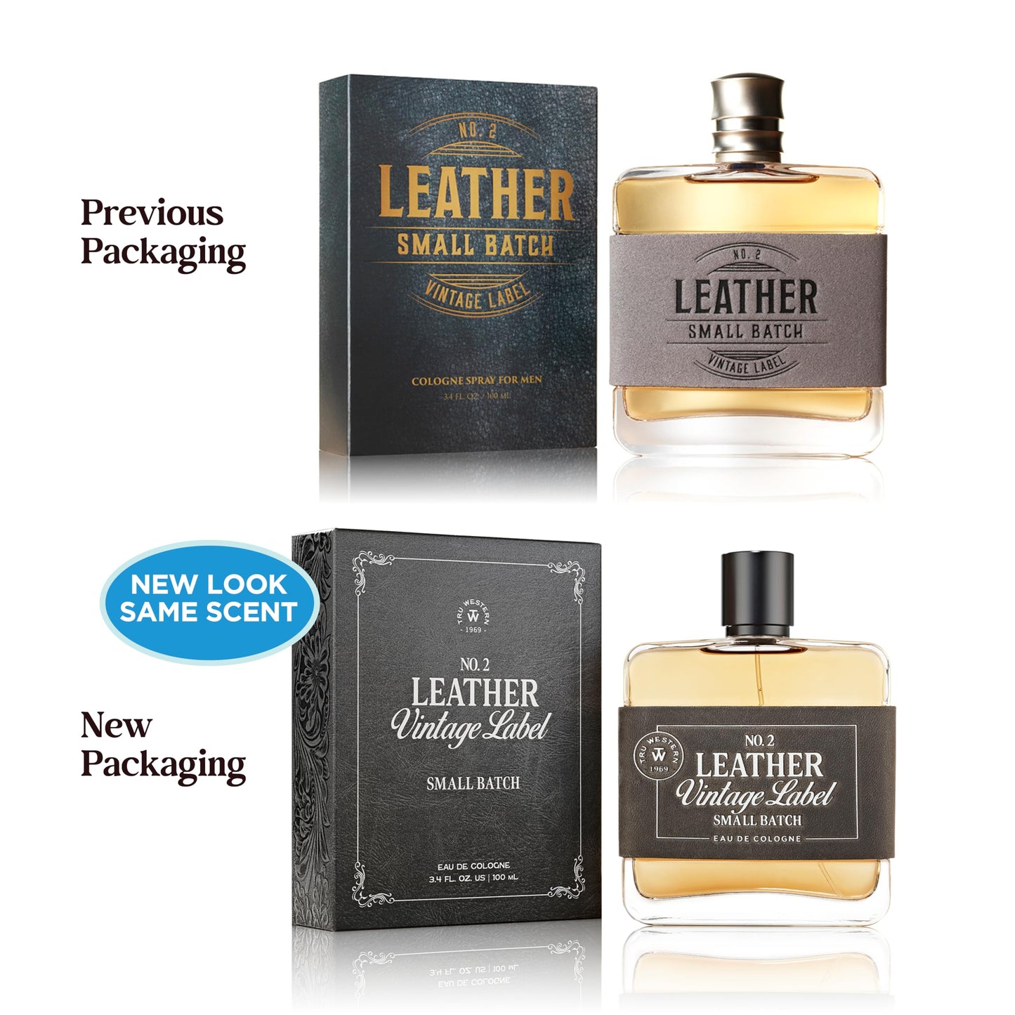 Leather No. 2 by Tru Western, Vintage Label Small Batch, 3.4 fl oz (100 ml), with Notes of Sage, Sued, and White Woods, Confident, Sexy, Modern Beauty & Personal Care Tru Fragrance Beauty