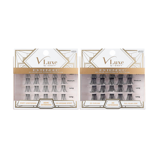 i•ENVY DIY Eyelash Extension Demi Extended & 3D Extended 2 Pack - Featherlight Synthetic Reusable Artificial Eyelashes Multipack Lash Clusters