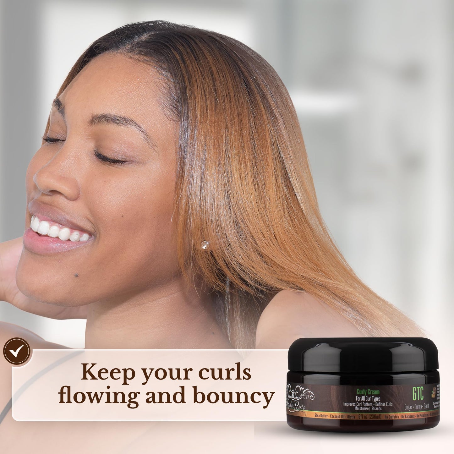 Rucker Roots GTC Curly Cream |Moisturizes Strands| Improves Curl Pattern| Defines Curls| Ginger, Turnip, Carrot Root Oils| All Curl Types Beauty & Personal Care Rucker Roots