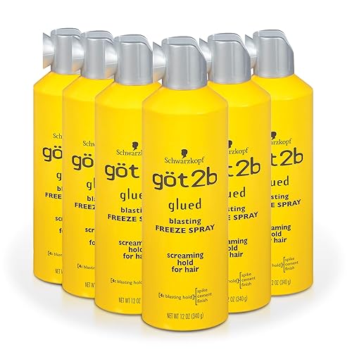 got2b Glued Blasting Freeze Hair Spray, 12 Fl Oz, Pack of 6, Extra Strong Holding Spray for Spikes & Styles, Long-Lasting All-Day Hold, Wind-Tested Beauty & Personal Care Got2B
