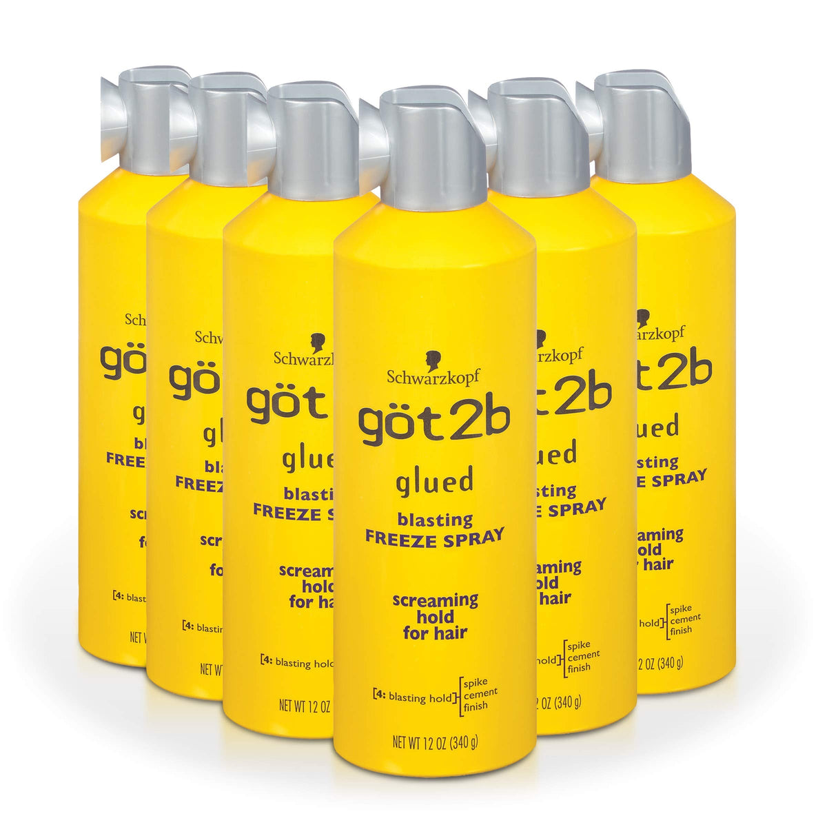 got2b Glued Blasting Freeze Hair Spray, 12 Fl Oz, Pack of 6, Extra Strong Holding Spray for Spikes & Styles, Long-Lasting All-Day Hold, Wind-Tested Beauty & Personal Care Got2B