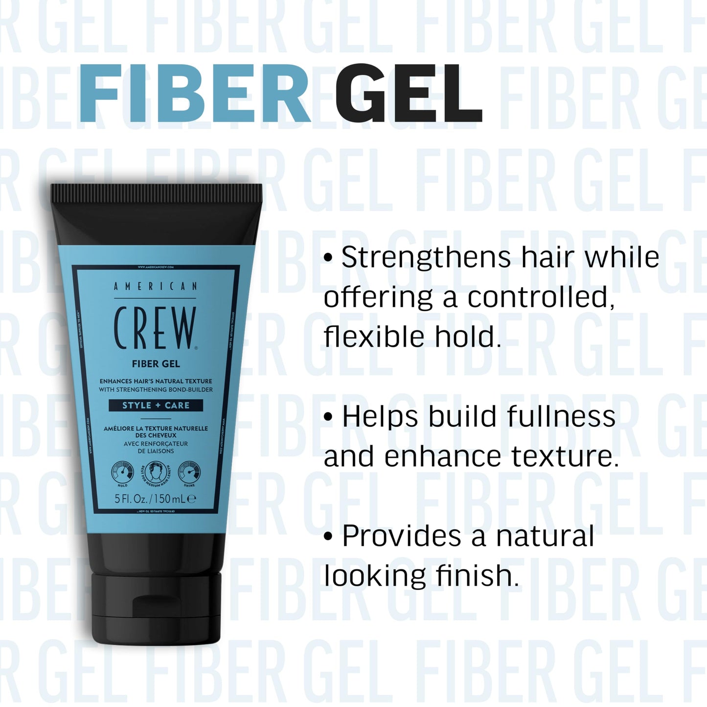 AMERICAN CREW Fiber Gel, Texturizing & Strengthening Formula with Bond Builder, Medium Hold & Natural Finish for Short to Medium Hair, 5 fl oz Beauty & Personal Care AMERICAN CREW