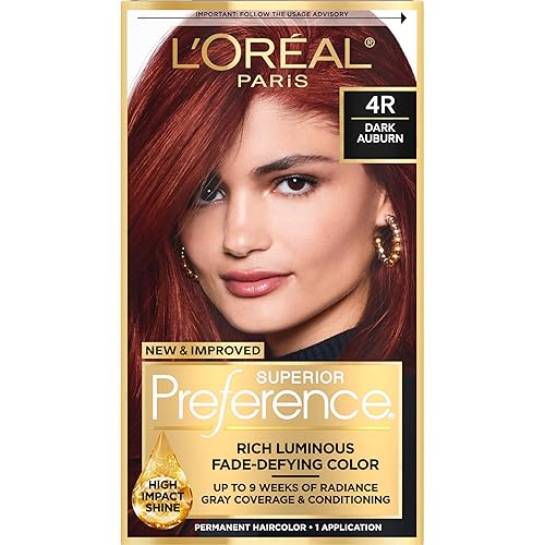 L'Oreal Paris Superior Preference Fade-Defying + Shine Permanent Hair Color, 4R Dark Auburn, Pack of 1, Hair Dye Beauty & Personal Care L'Oreal Paris