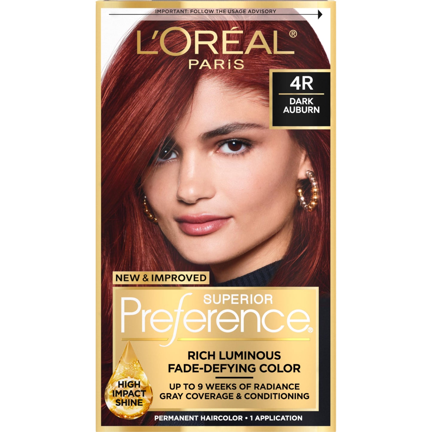 L'Oreal Paris Superior Preference Fade-Defying + Shine Permanent Hair Color, 4R Dark Auburn, Pack of 1, Hair Dye Beauty & Personal Care L'Oreal Paris