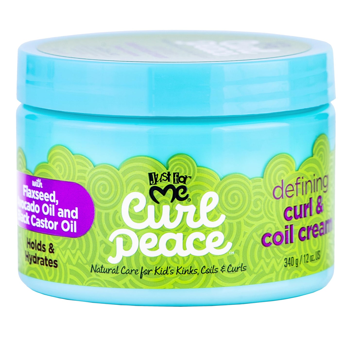 Just For Me Curl Peace Defining Curl & Coil Cream - Holds & Hydrates, Contains Flaxseed, Avocado Oil & Black Castor Oil, No Animal Testing, 12 oz Beauty & Personal Care Just For Me