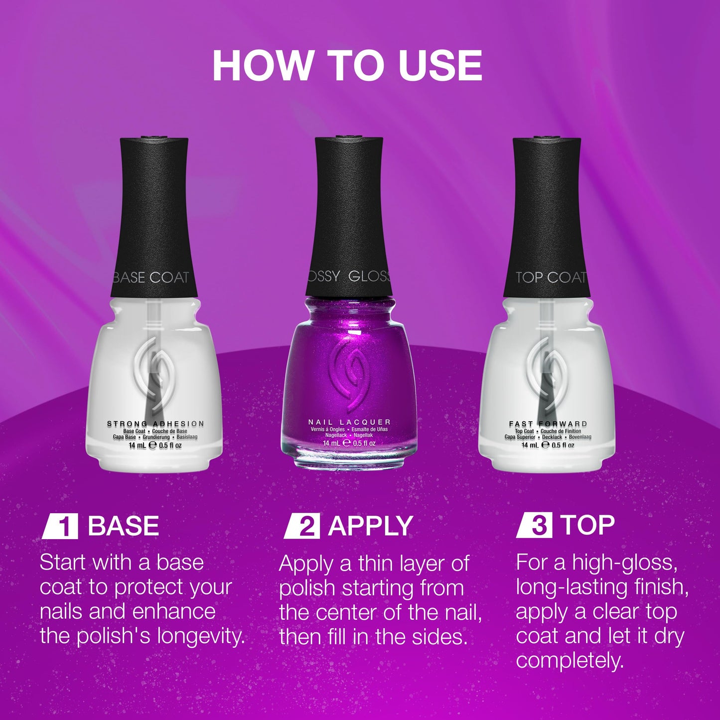 China Glaze CG Nail Lacquer Summer Reign - Vivid Purple Nail Polish, Quick Dry, Chip Resistant, Shimmer Glossy for Salon & DIY Manicure, 0.5 fl oz Beauty and Personal Care China Glaze