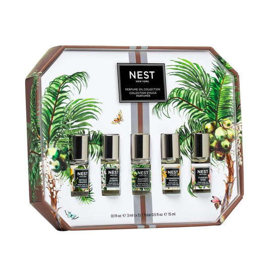 NEST New York Perfume Oil Discovery Set - Includes Balinese Coconut, Turkish Rose, Seville Orange, Indian Jasmine & Madagascar Vanilla - Vegan Beauty & Personal Care NEST New York