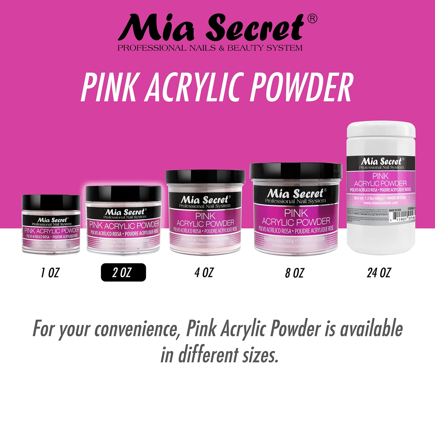 Mia Secret Professional Acrylic Nail System Pink Acrylic Powder 2 OZ Beauty & Personal Care Mia