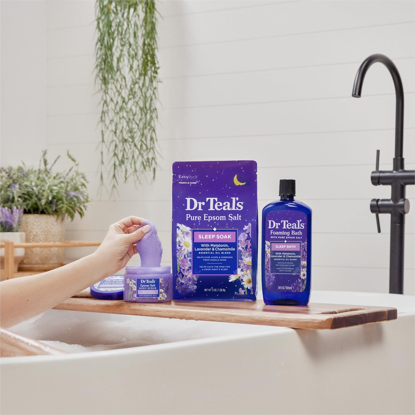 Dr Teal's Foaming Bath with Pure Epsom Salt, Melatonin Sleep Soak with Essential Oil Blend, 34 fl oz (Pack of 4) Beauty & Personal Care Dr Teal's