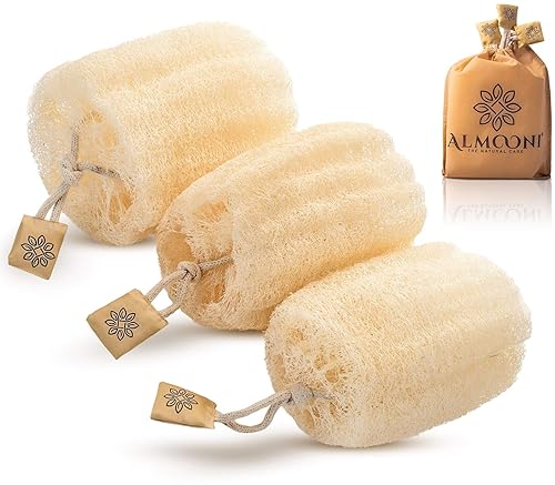 Almooni Egyptian Loofah Exfoliating Body Scrubber, Natural Real Egyptian Shower Loofah Sponge Body Scrubber for Women and Men, for Body and Face That Beauty & Personal Care ALMOONI