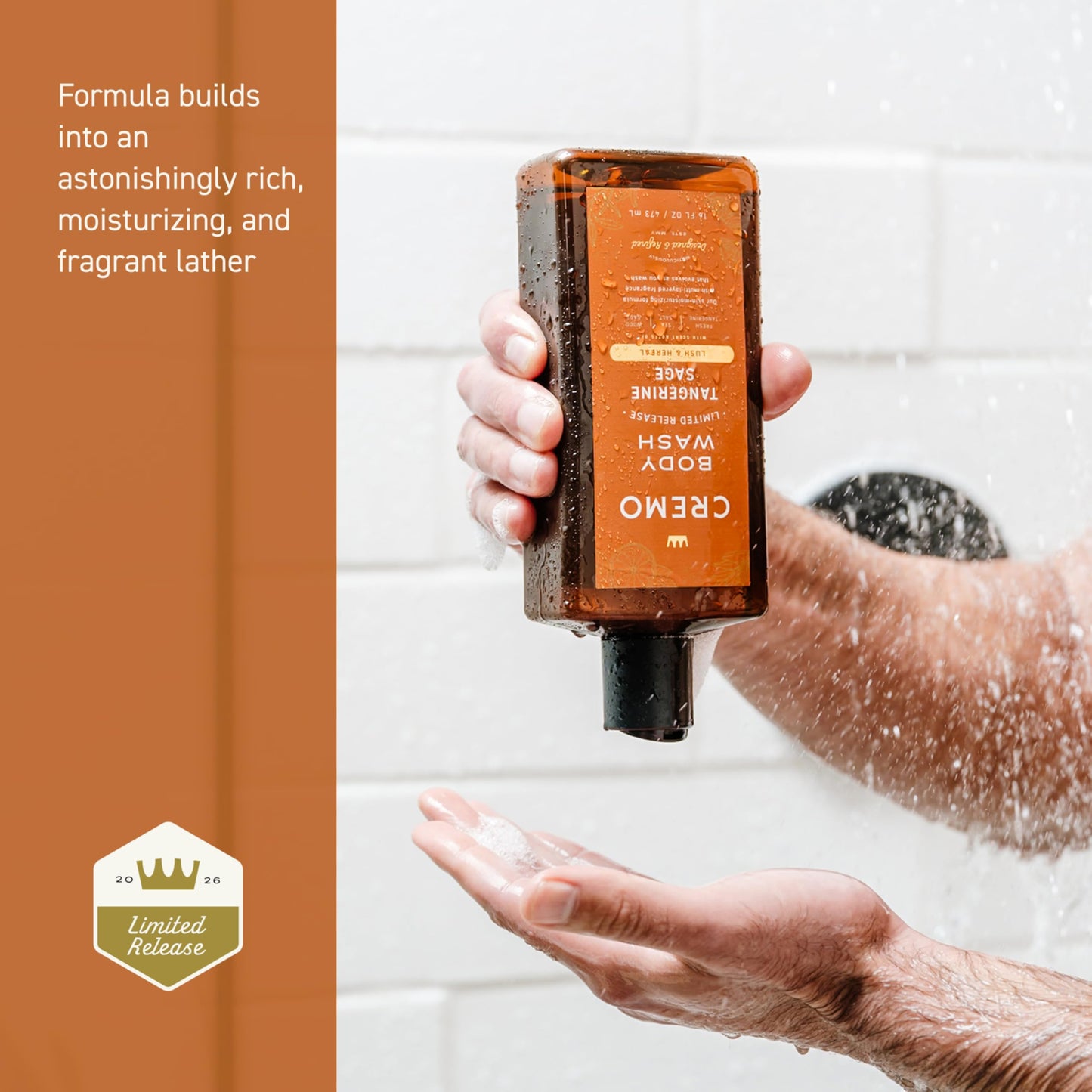 Cremo Rich-Lathering Tangerine Sage Body Wash Men, Notes of Fresh Tangerine, Sea Salt, and Wood Sage, 16 Fl Oz Beauty & Personal Care Cremo