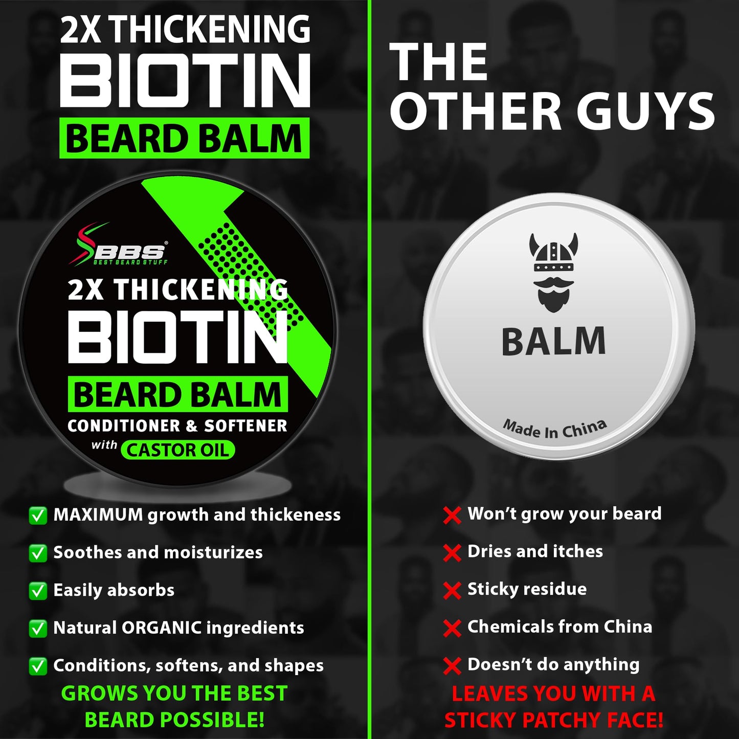 Biotin Beard Balm for Men – 2X Thickening Mustache & Beard Wax with Castor Oil & Meadowfoam, Hydrating Growth Balm & Leave-In Conditioner Beauty & Personal Care BBS BEST BEARD STUFF