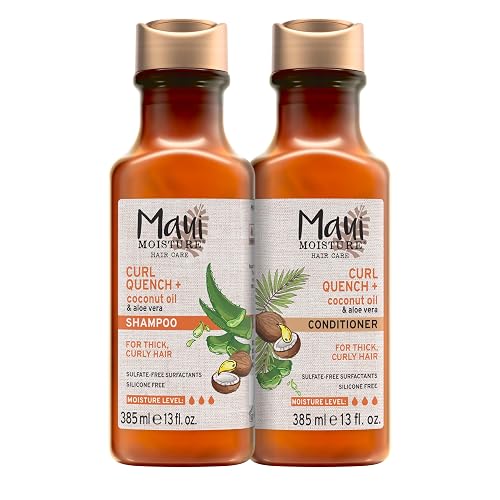 Maui Moisture Curl Quench + Coconut Oil Shampoo + Conditioner to Hydrate and Detangle Tight Curly Hair, Softening Shampoo, Vegan, Silicone Beauty & Personal Care Maui Moisture