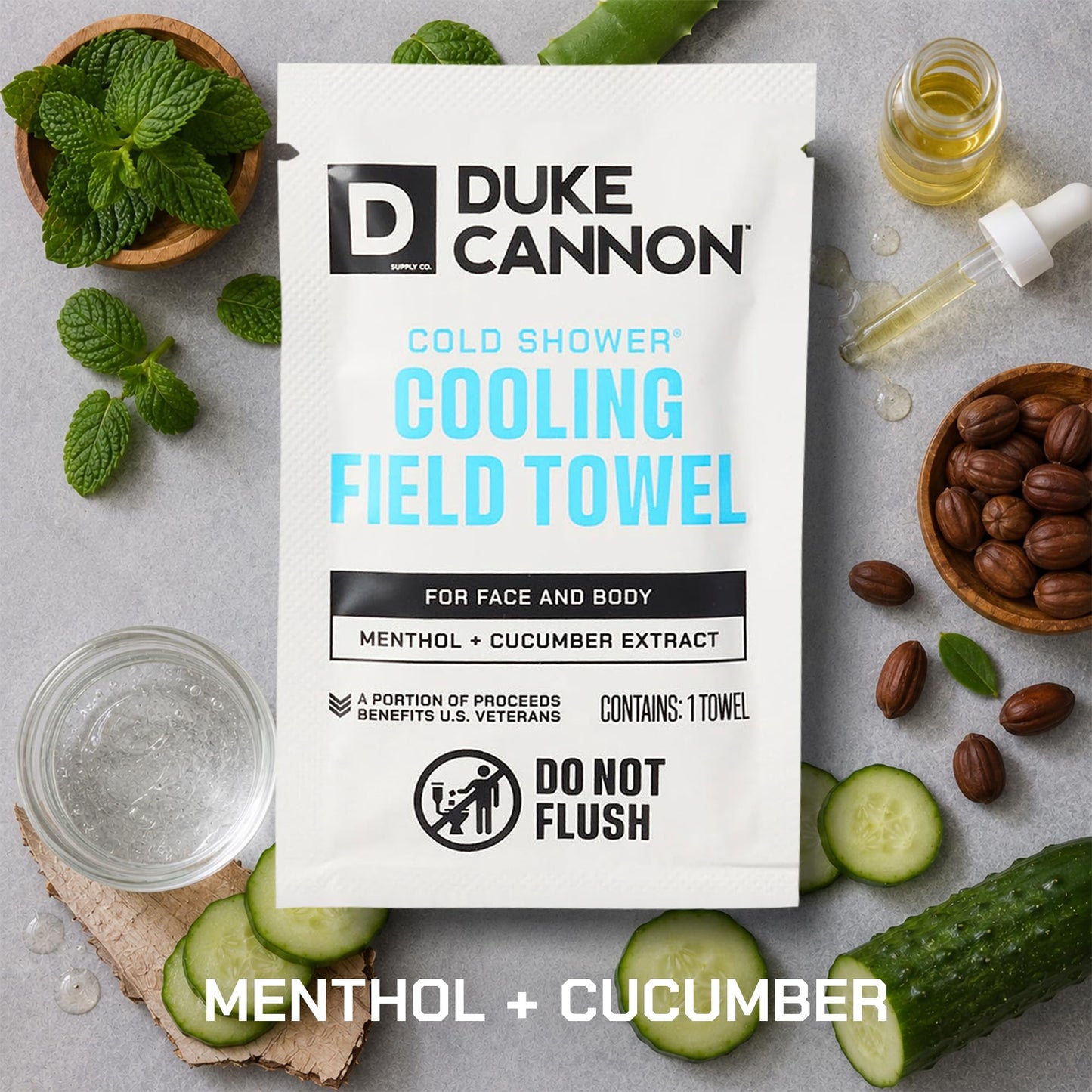 Duke Cannon Cold Shower Cooling Field Towels - 15 Individually Wrapped Towels - Men's Face and Body Wipes - Made with Menthol & Aloe - Instant Refresh Beauty & Personal Care Duke Cannon Supply Co.