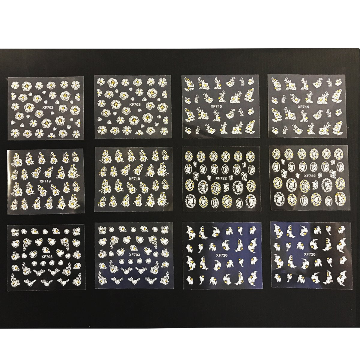 Wrapables A70194_a White with Gold Rhinestones Nail Art Stickers 3D Nail Decals (50 Sheets), Flowers, Bows, & Butterflies Nail Art Stickers (50 Beauty & Personal Care Wrapables
