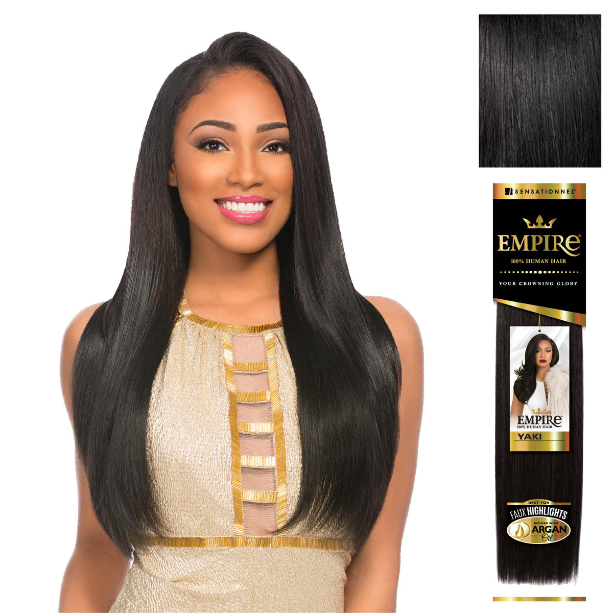 Sensationnel Empire Yaki Human Hair,1 Pack 18 inch, 1 JETBLACK