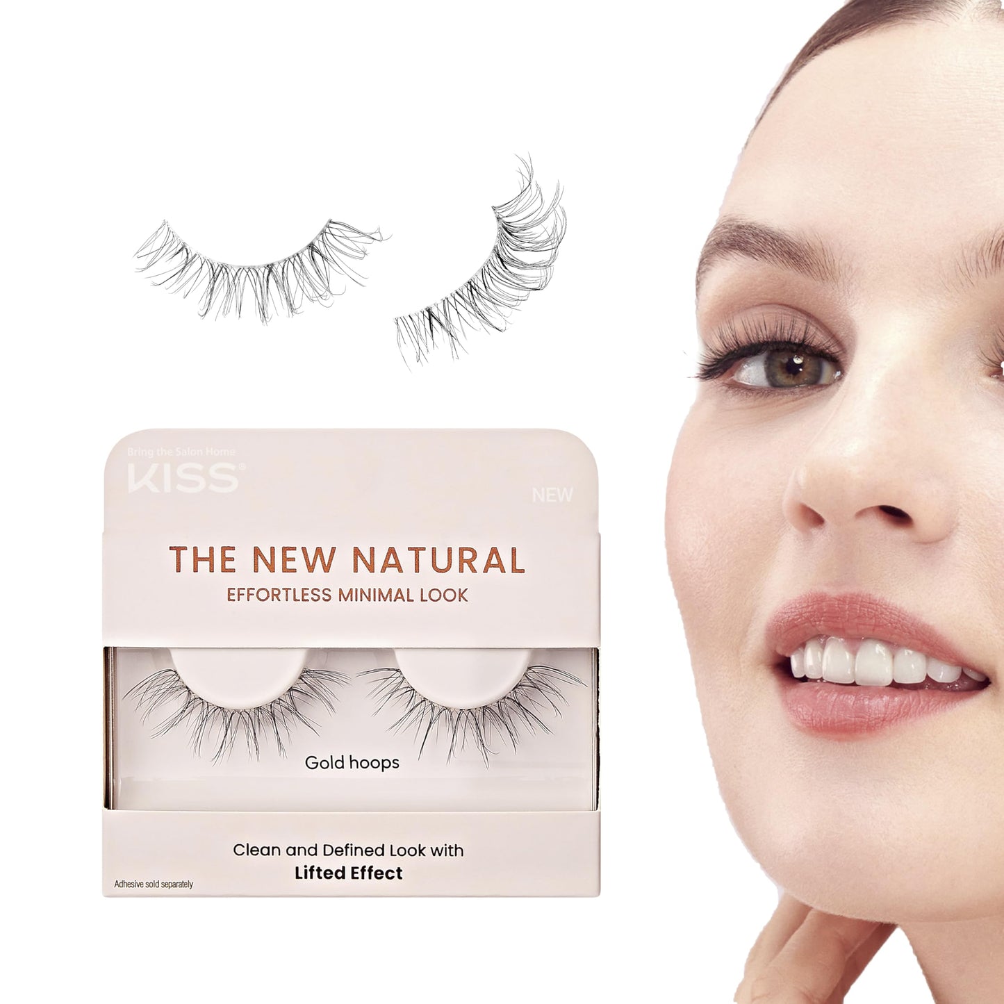 KISS The New Natural, False Eyelashes, 'Gold Hoops', 12mm, Includes 1 Pair Of Lash, Easy to Apply, Reusable Lash Clusters Beauty & Personal Care KISS