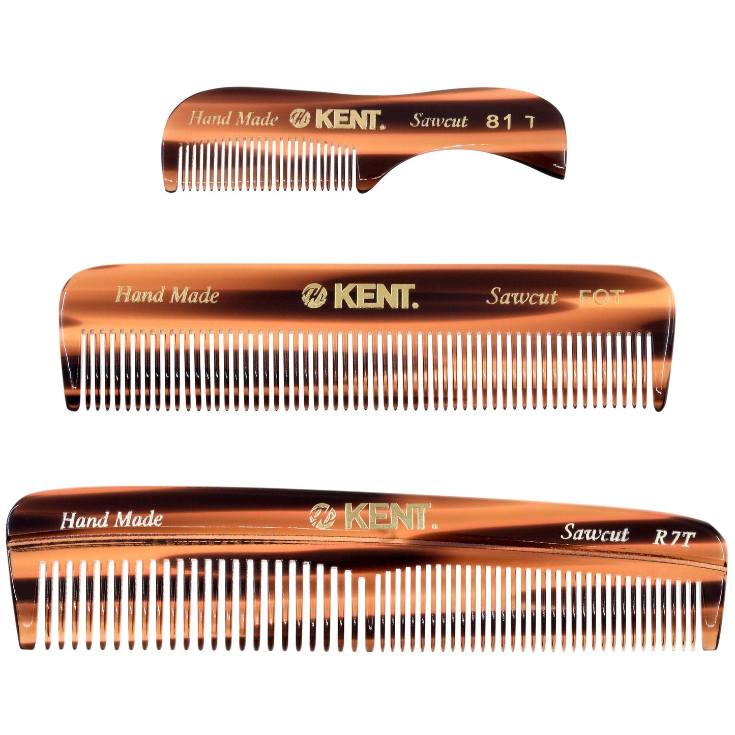 Kent Set Men's Hair Pocket Combs, Tortoise 81T X-Small, FOT All Fine Tooth, R7t Double Toothed Fine and Coarse. Best Hair, Beard and Mustache Grooming Beauty and Personal Care KENT