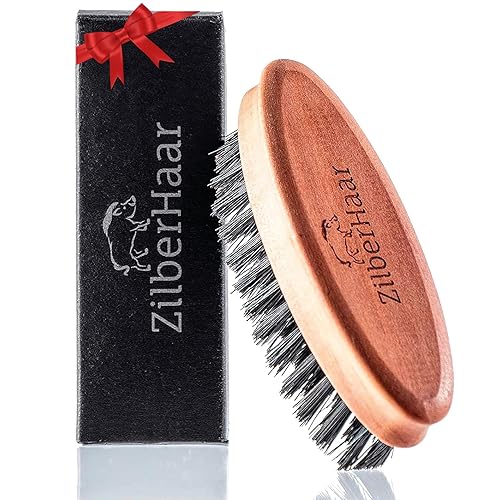 ZilberHaar - Pocket Mustache and Beard Brush - Soft Boar Bristles and Pearwood - Perfect Grooming Tool for Men - Relieves Itch, Works with all Beard Beauty & Personal Care ZilberHaar