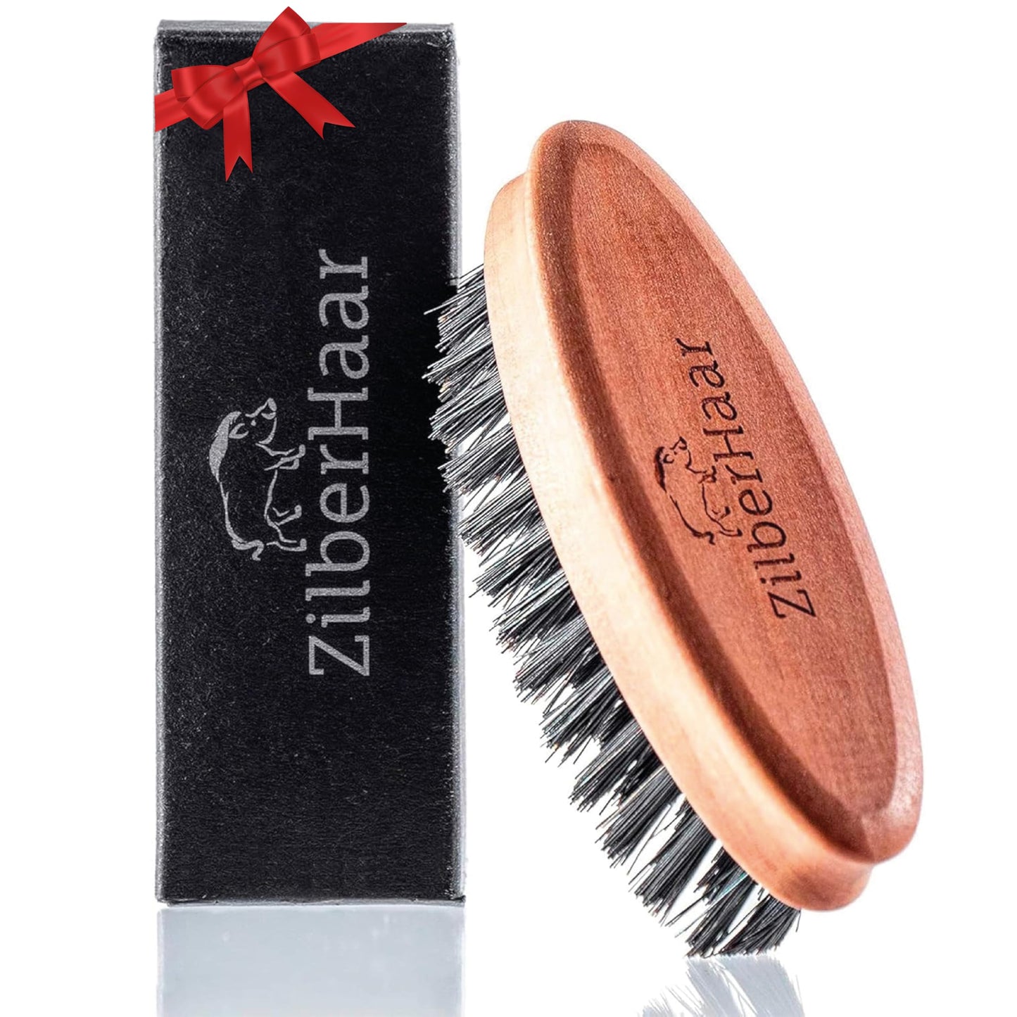 ZilberHaar - Pocket Mustache and Beard Brush - Soft Boar Bristles and Pearwood - Perfect Grooming Tool for Men - Relieves Itch, Works with all Beard Beauty & Personal Care ZilberHaar