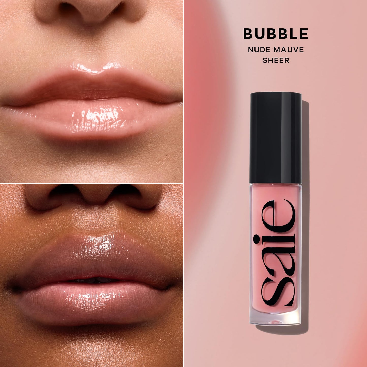 Saie Glossybounce - Hydrating Lip Gloss and Tinted Lip Oil Hybrid with Hyaluronic Acid & Jojoba Oil for Non-Sticky, Ultra-Shiny, Plump & Soft Lips - Beauty & Personal Care Saie