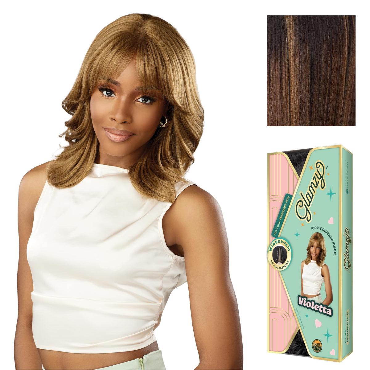 Sensationnel Glamzy Lace Part Wig-Violetta, BALAYAGEHAZELNUT