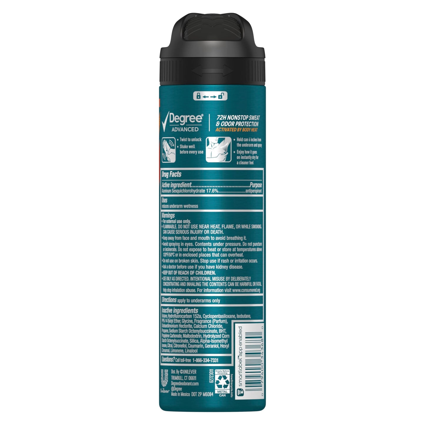 Degree Men Advanced Antiperspirant Deodorant Dry Spray 72-Hour Sweat and Odor Protection Adventure Deodorant For Men With Body Heat Activated Beauty and Personal Care Degree