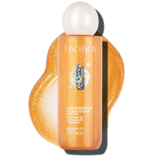 Pacifica Bronzing Body Oil - Crystal Bronze Shimmering Oil for Natural Sun-Kissed Glow, Hydrating Body Illuminator, Vanilla Coconut Scent, Vegan Beauty & Personal Care Pacifica
