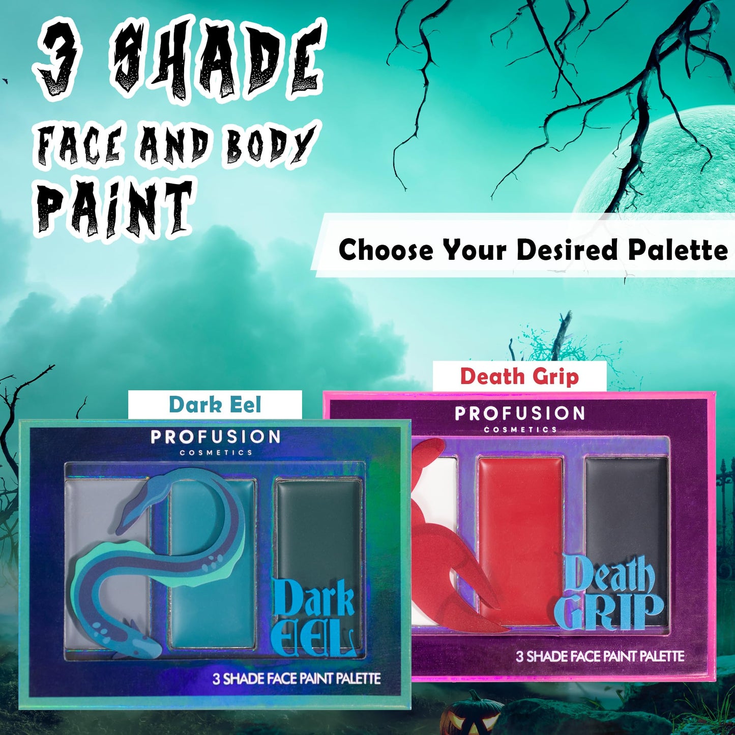 Profusion Cosmetics Sea Witch 3 Colors Face & Body Paint, Highly Pigmented Creamy Shades, Smudge-Proof Long-Lasting Wear for Creative Makeup & Costume Beauty & Personal Care Profusion Cosmetics
