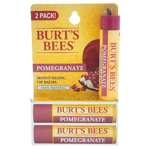 Burt's Bees Lip Balm - Pomegranate, Lip Moisturizer With Responsibly Sourced Beeswax, Natural Origin Conditioning Treatment, 2 Tubes, 0.15 oz. Beauty & Personal Care Burt's Bees