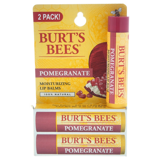 Burt's Bees Lip Balm - Pomegranate, Lip Moisturizer With Responsibly Sourced Beeswax, Natural Origin Conditioning Treatment, 2 Tubes, 0.15 oz. Beauty & Personal Care Burt's Bees